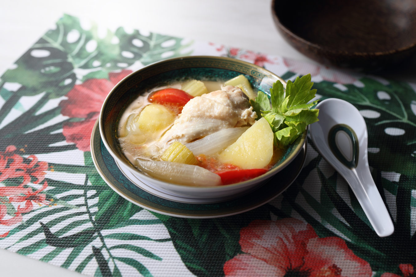 bowl of chicken soup, Indonesian style